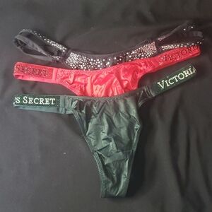 Victoria's Secret Small Thongs - Black, Red, and Green